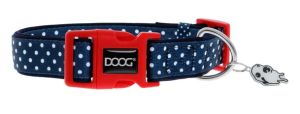 Doog Large Navy with White Dots and Red clasp Neoprene Collar