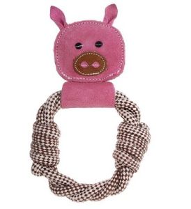 Country Tails Peggy Pig Rope Ring Natural Dog Toy