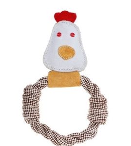Country Tails Calico Chicken Rope Ring Natural Dog Toy