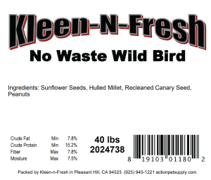 40LB KLEEN-N-FRESH NO WASTE WILD BIRD MIX